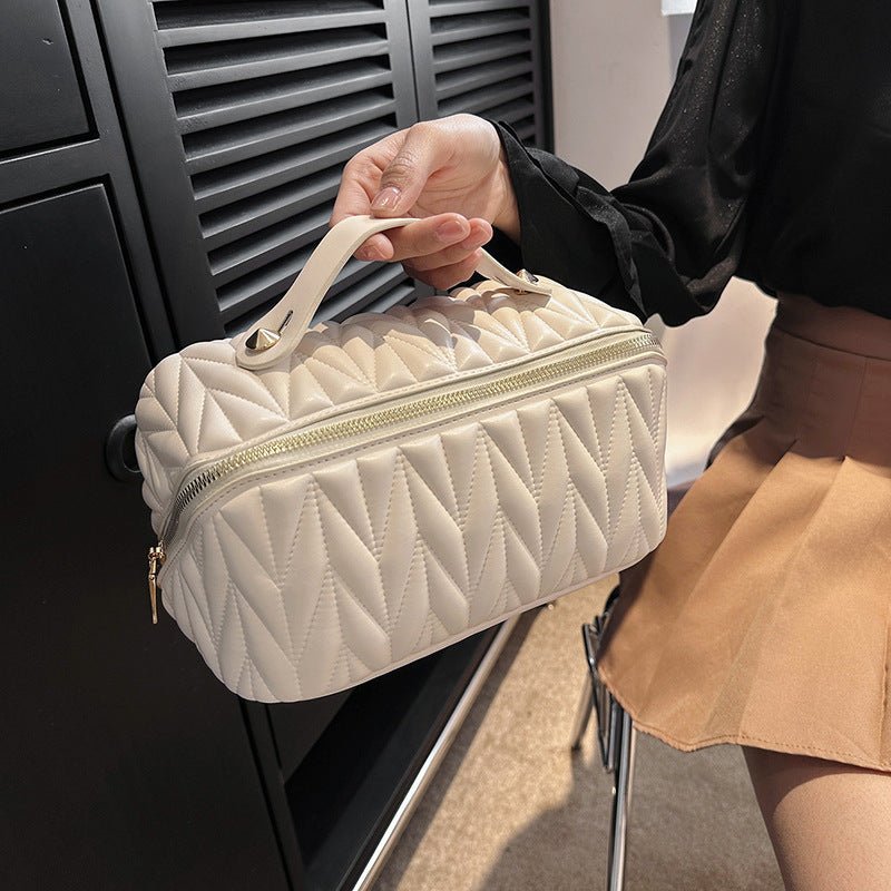 Portable High-grade Elastic Soft Surface Pillow Bag Travel Cosmetics Storage